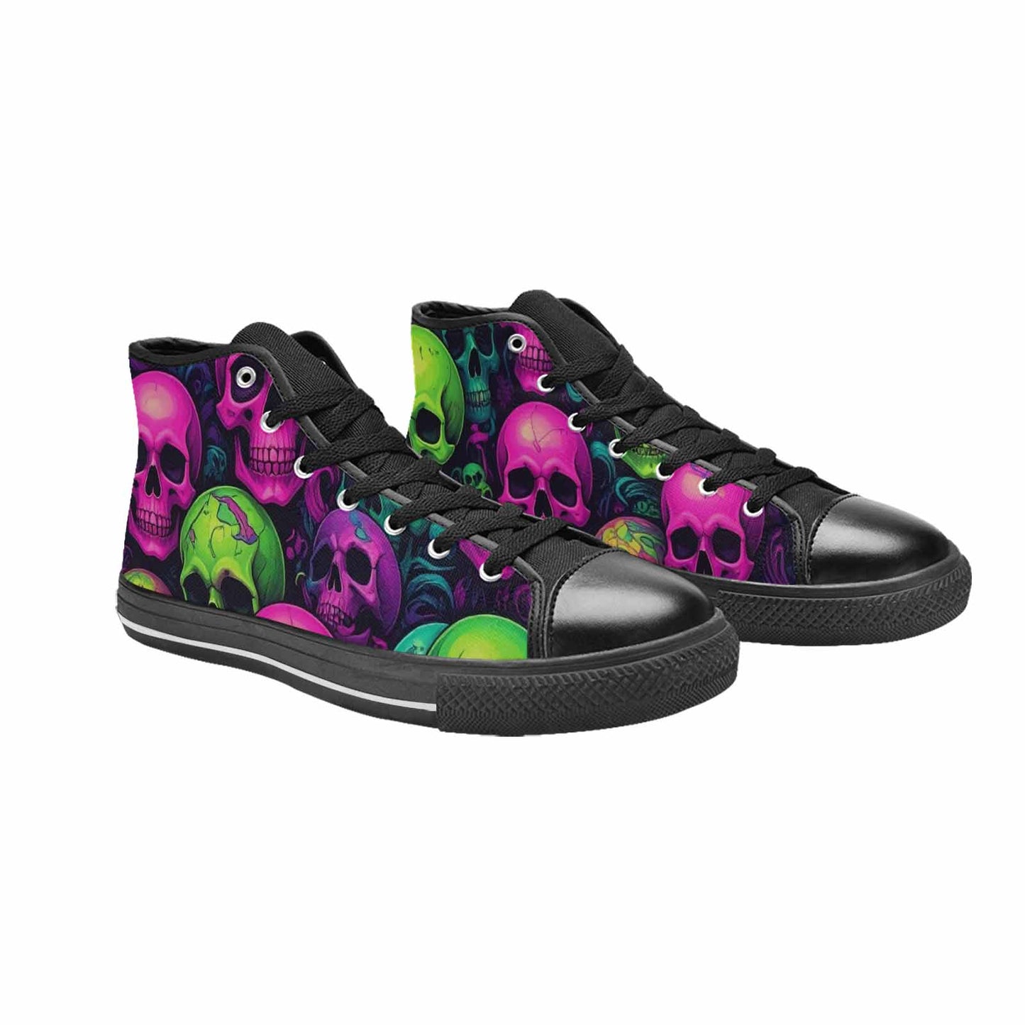 MEN'S Skulls - Neon High Top Canvas Neon Fantasy Custom Shoes