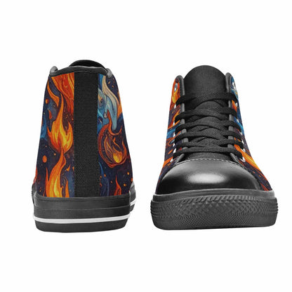MEN'S Fire Flame High Top Canvas Grunge Custom Sneakers