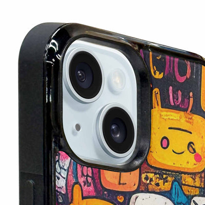 iPhone 15 Plus Case — Hand Drawn Icon Doodle Pattern Hundreds, Custom Phone Case