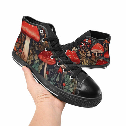 MEN'S Mushroom High Top Canvas Wallpaper Art Sneakers