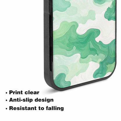 iPhone 15 Plus Case — Camo Mint Green White, Custom Art Phone Cover
