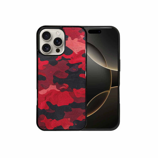 iPhone 16 Pro Max Case — Tactical Camo Red Black Custom, Custom Designed Case Cover