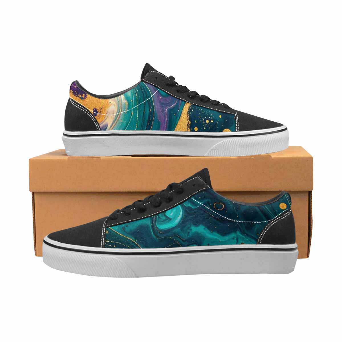 WOMEN'S Marble Galaxy Swirl Canvas Lace-Up Y2K Custom Sneakers