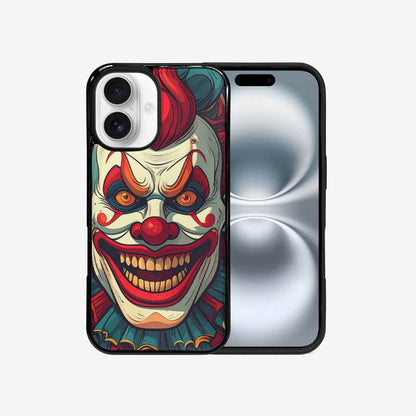 iPhone 16 Case — Evil Circus Heads Faces Overlapping Patterns, Original Design Phone Case