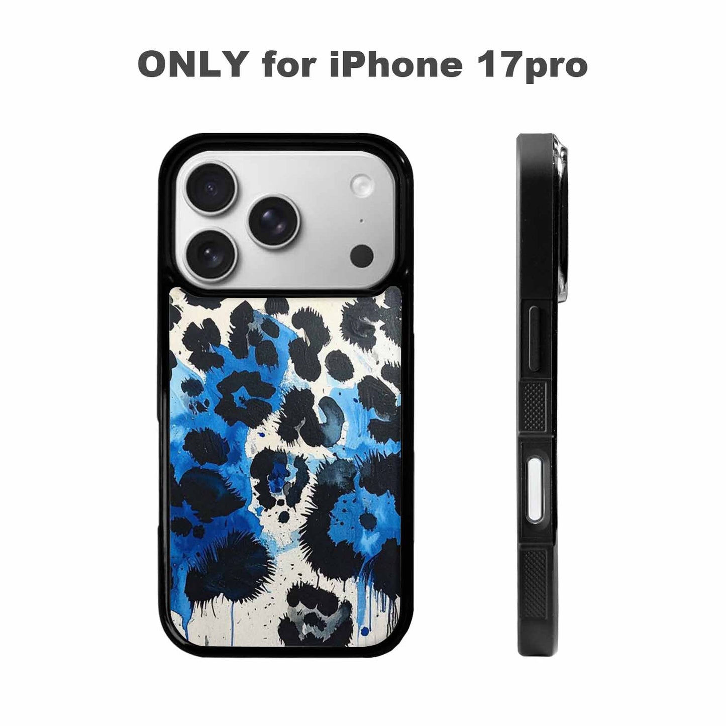 iPhone 17 Pro Case — Animal Print Black Blue Ink Animal, Custom Made Phone Cover