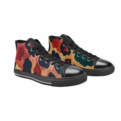 MEN'S Leopard Wallpaper Print High Top Canvas Neon Fantasy Sneakers