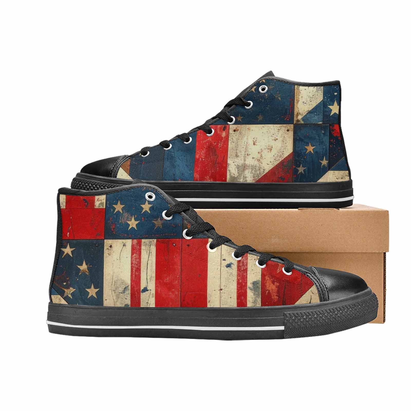 MEN'S American Flag Stars High Top Canvas Surreal Custom Shoes