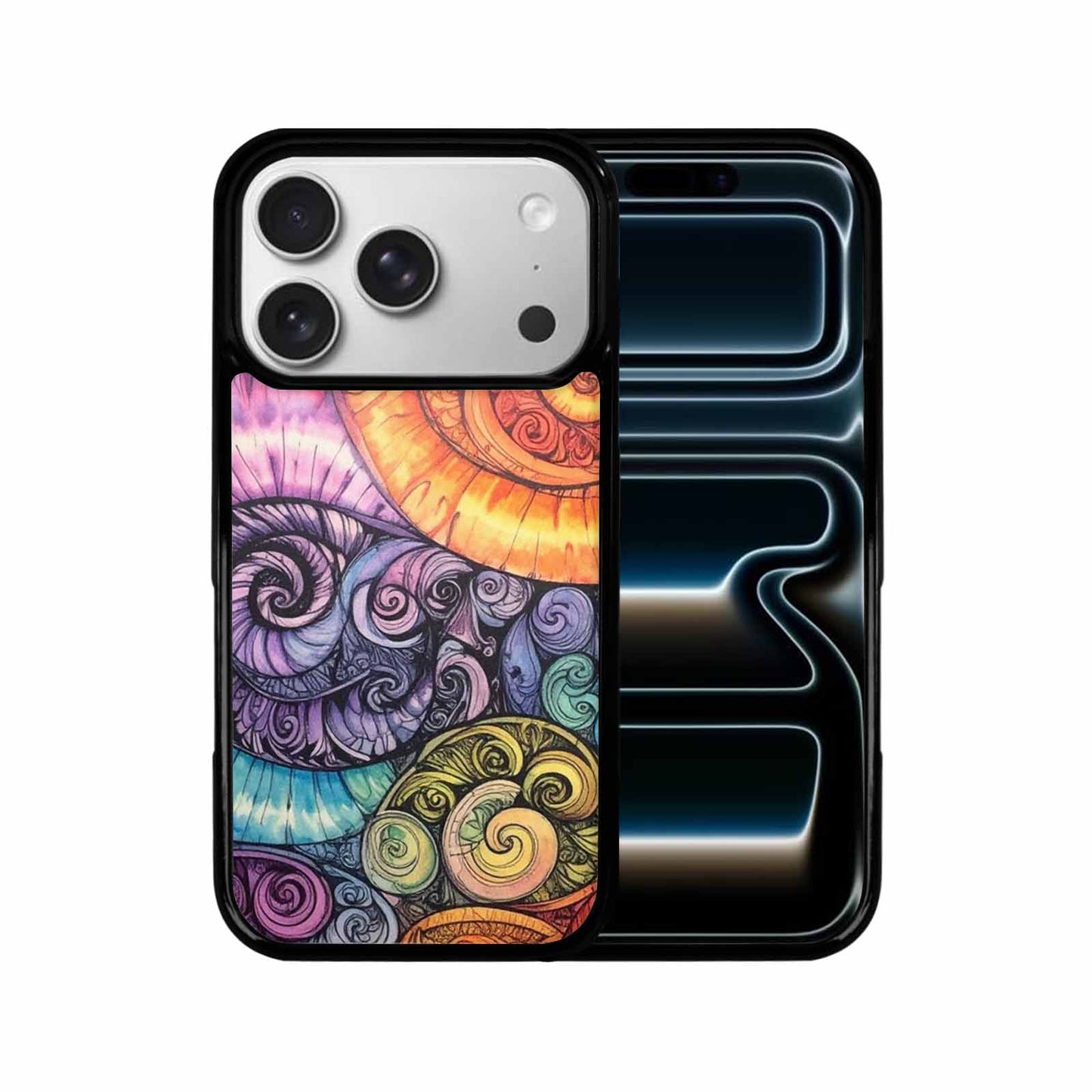 iPhone 17 Pro Case — Tie Dye Swirls Black White Tie, Original Design Phone Case