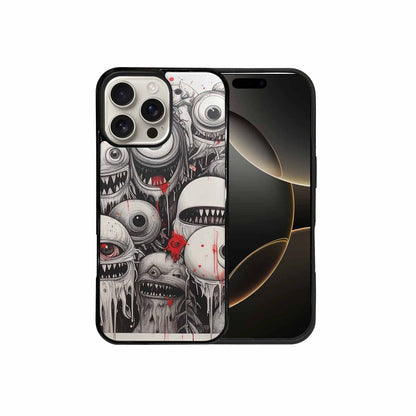 iPhone 16 Pro Max Case — Multi Eye Monster Black Red Ink, Custom Phone Case