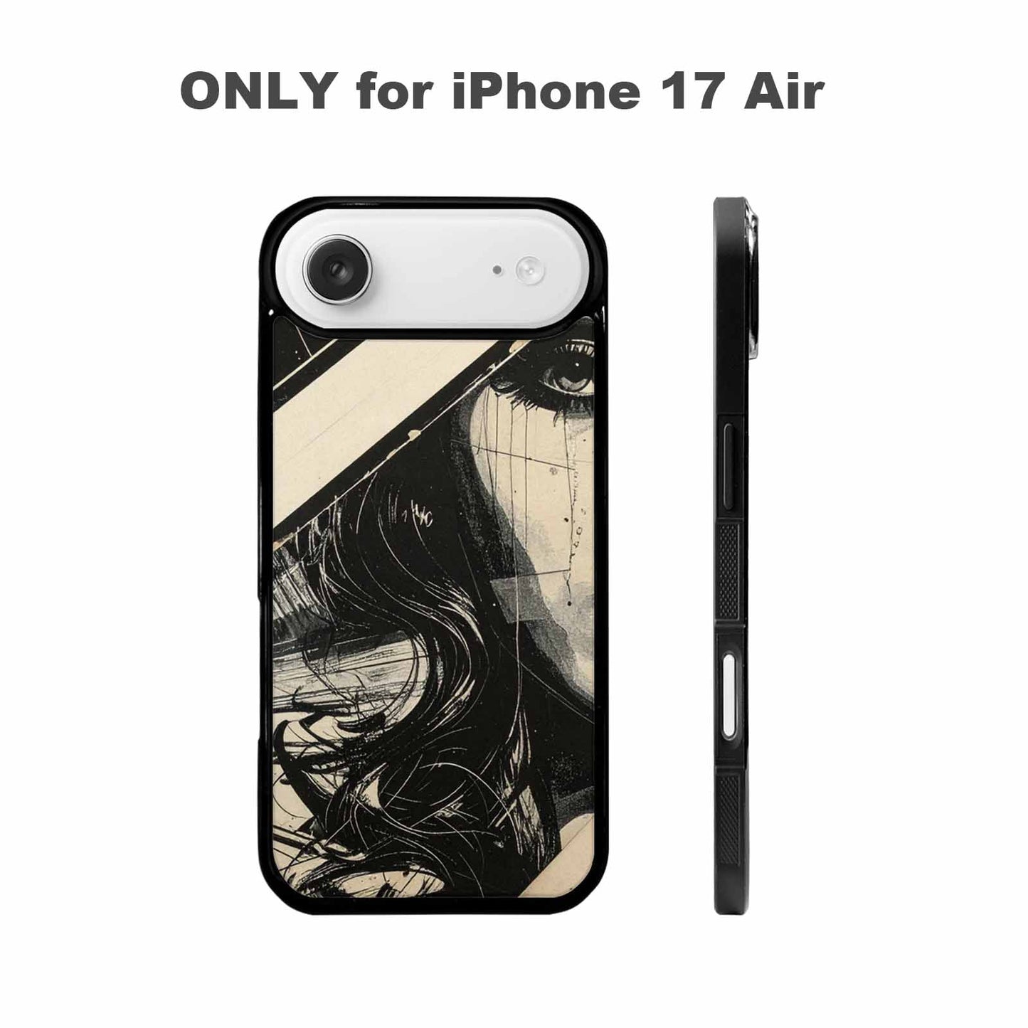 iPhone 17 Air Case — Black And White Solid Black Retro, Customized Protective Case