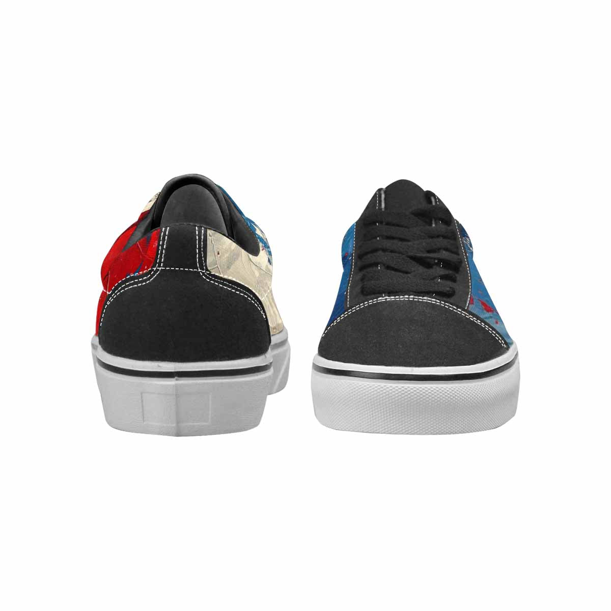 WOMEN'S Patriotic Stars Stripes Lace-Up Canvas Wallpaper Art Sneakers
