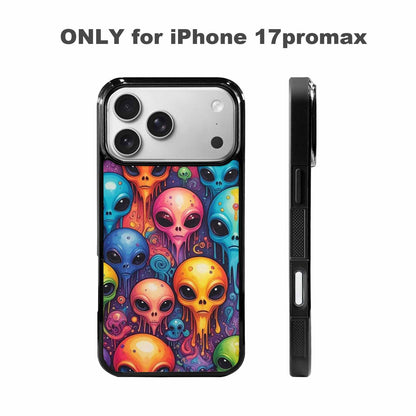 iPhone 17 Pro Max Case — Melting Aliens Pattern Alien Scifi, Custom Printed Phone Case