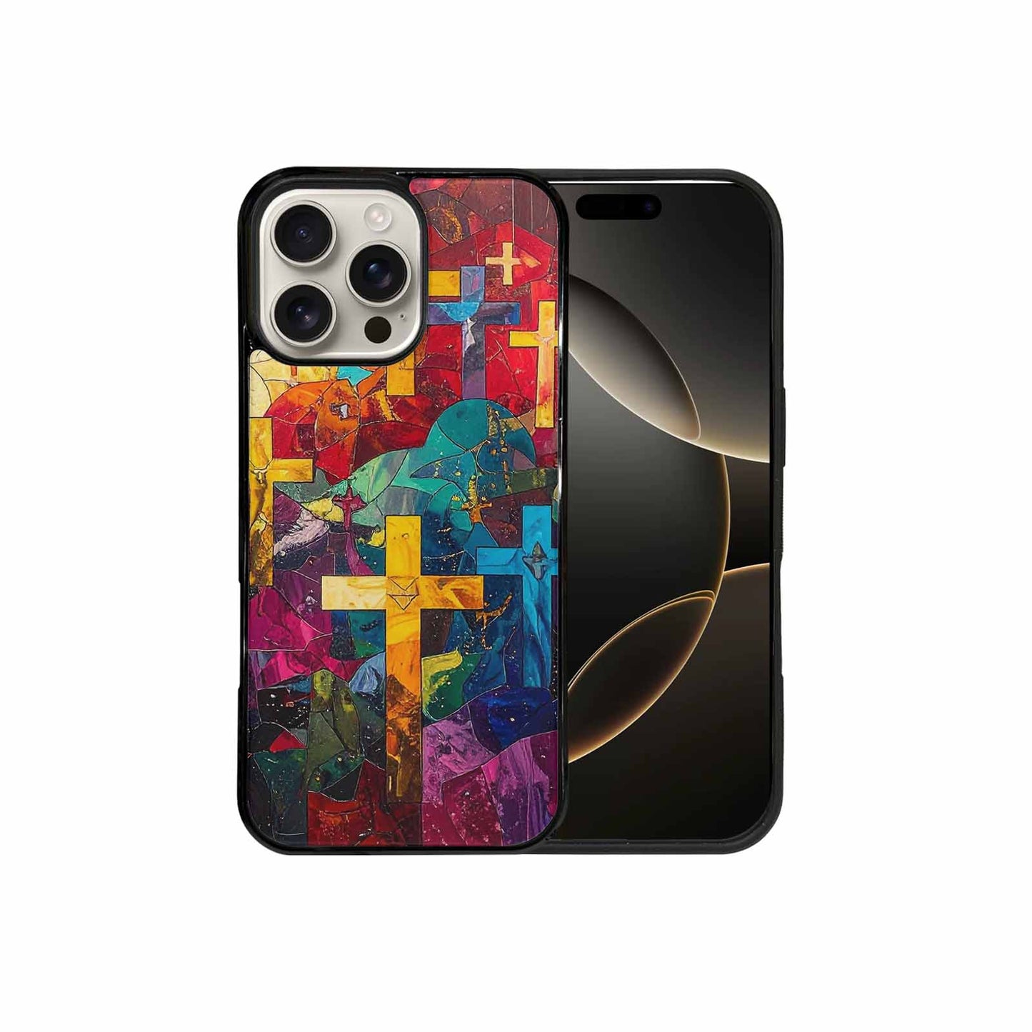 iPhone 16 Pro Max Case — Faith Cross And Faith Icons Pattern, Customized Protective Case