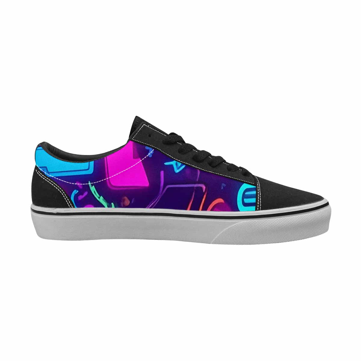 WOMEN'S 80s Retro Motif Lace-Up Canvas Vibrant Chaos Sneakers