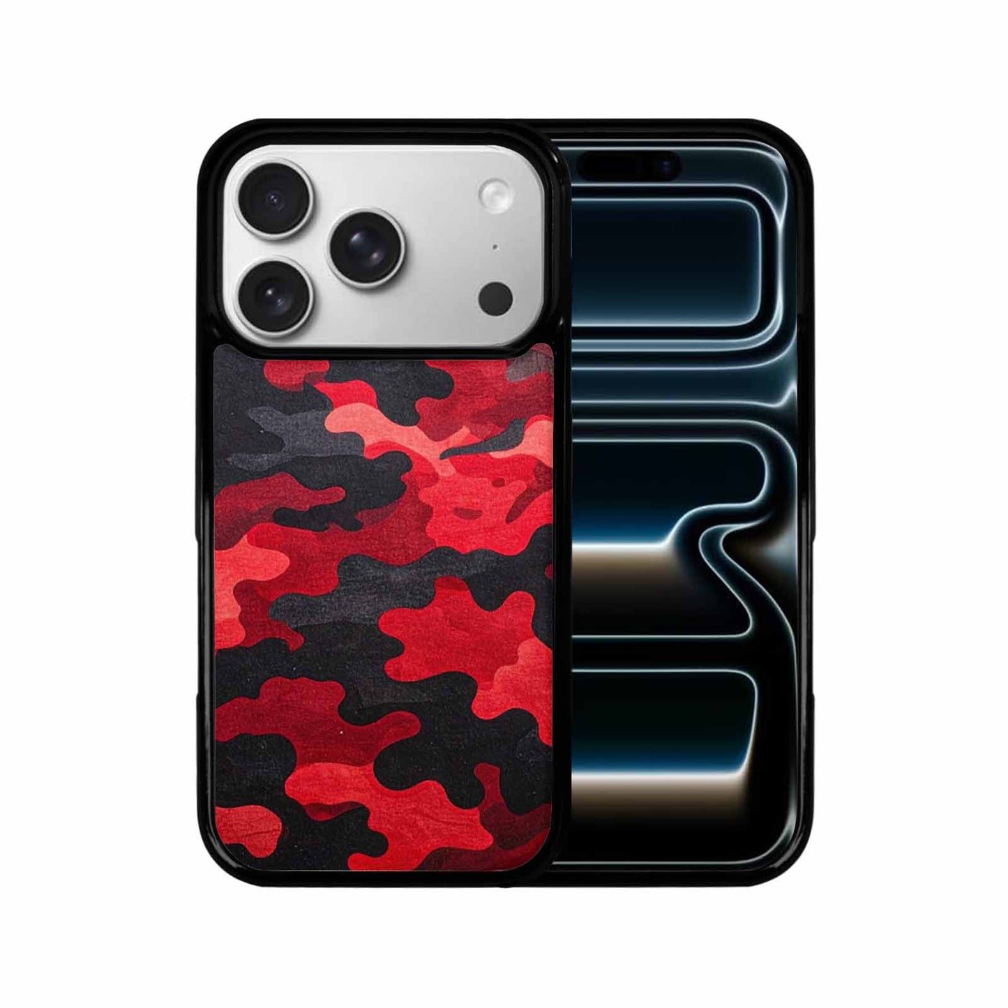 iPhone 17 Pro Case — Tactical Camo Red Black Custom Camo, Custom Printed Phone Case