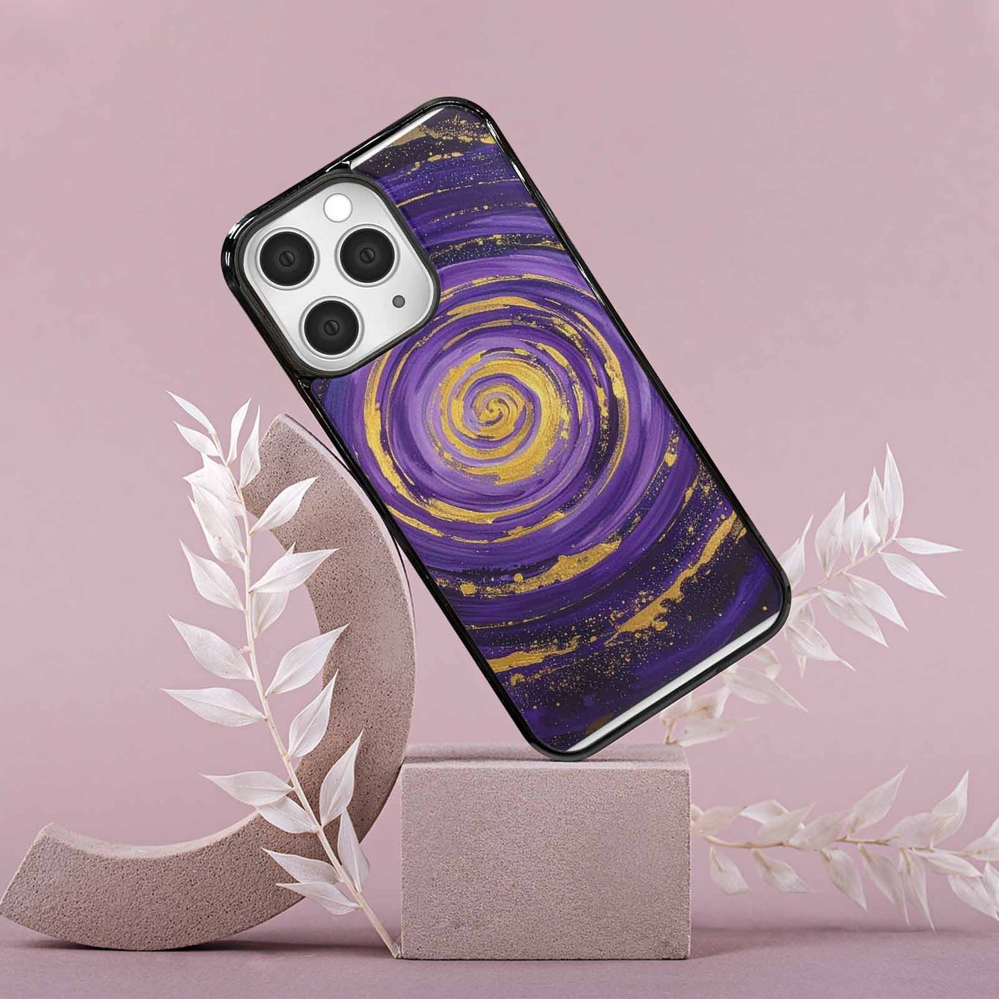 iPhone 15 Pro Max Case — Swirling Brushstroke Starry Night Texture Blended, Custom Designed Case Cover
