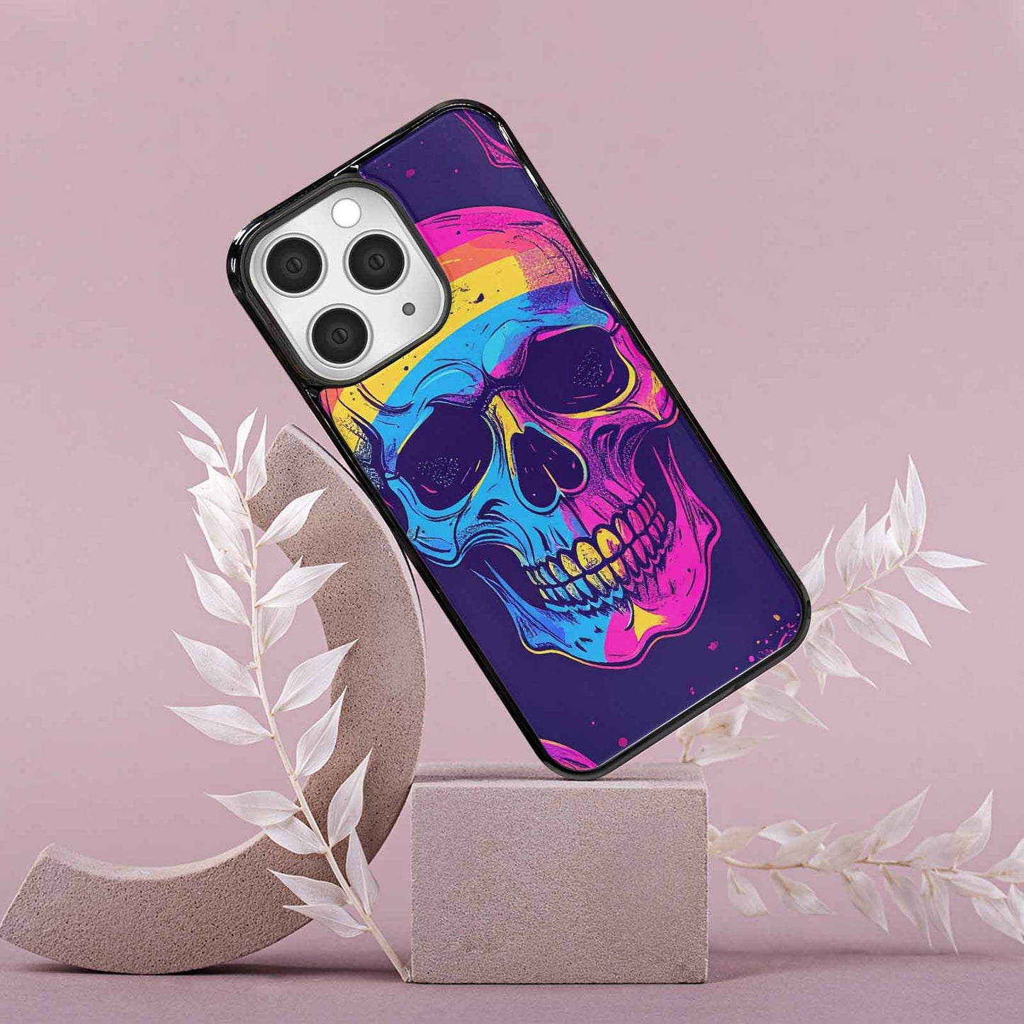 iPhone 15 Pro Max Case — Pride Flag Skulls Seamless Pattern Vibrant, Custom Designed Case Cover