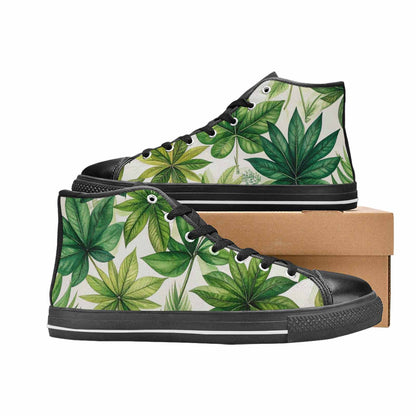 WOMEN'S Seven-Point Palmate Leaf High Top Canvas Grunge Shoes