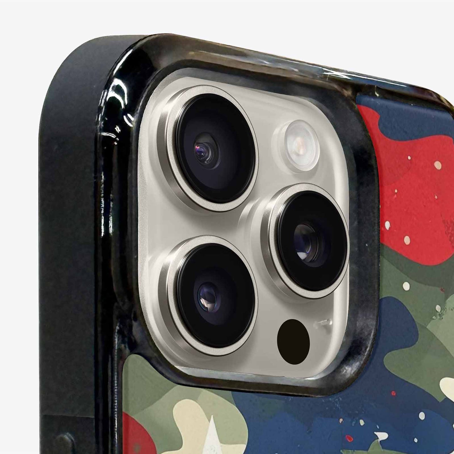 iPhone 16 Pro Case — Military Camo Blotch Texture Blended With, Custom Designed Case Cover