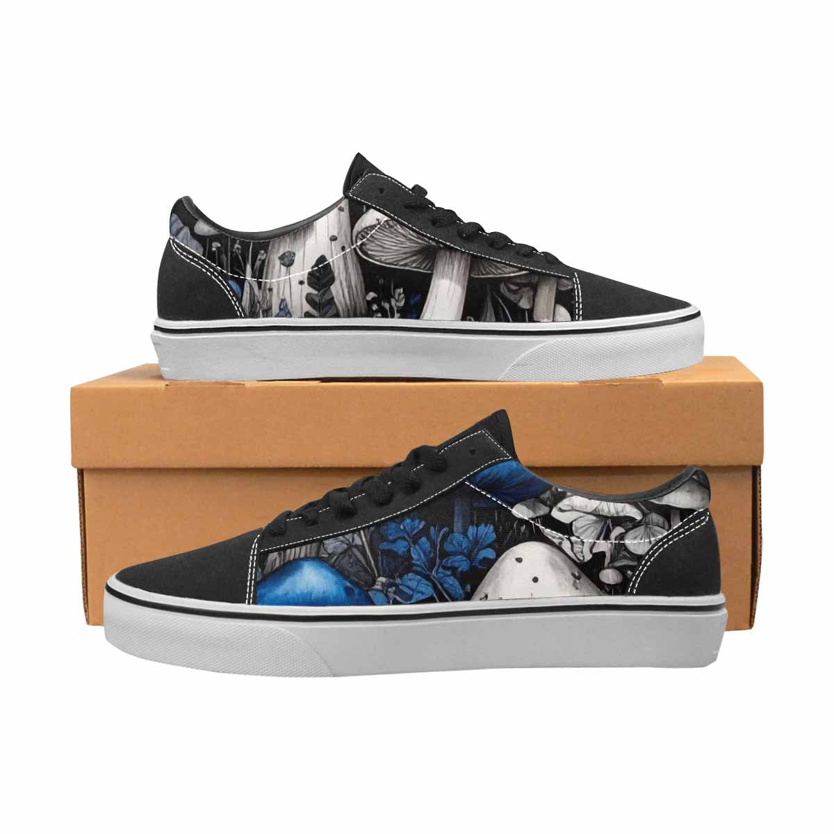 WOMEN'S Mushrooms (general) Lace-Up Canvas Vivid Custom Sneakers