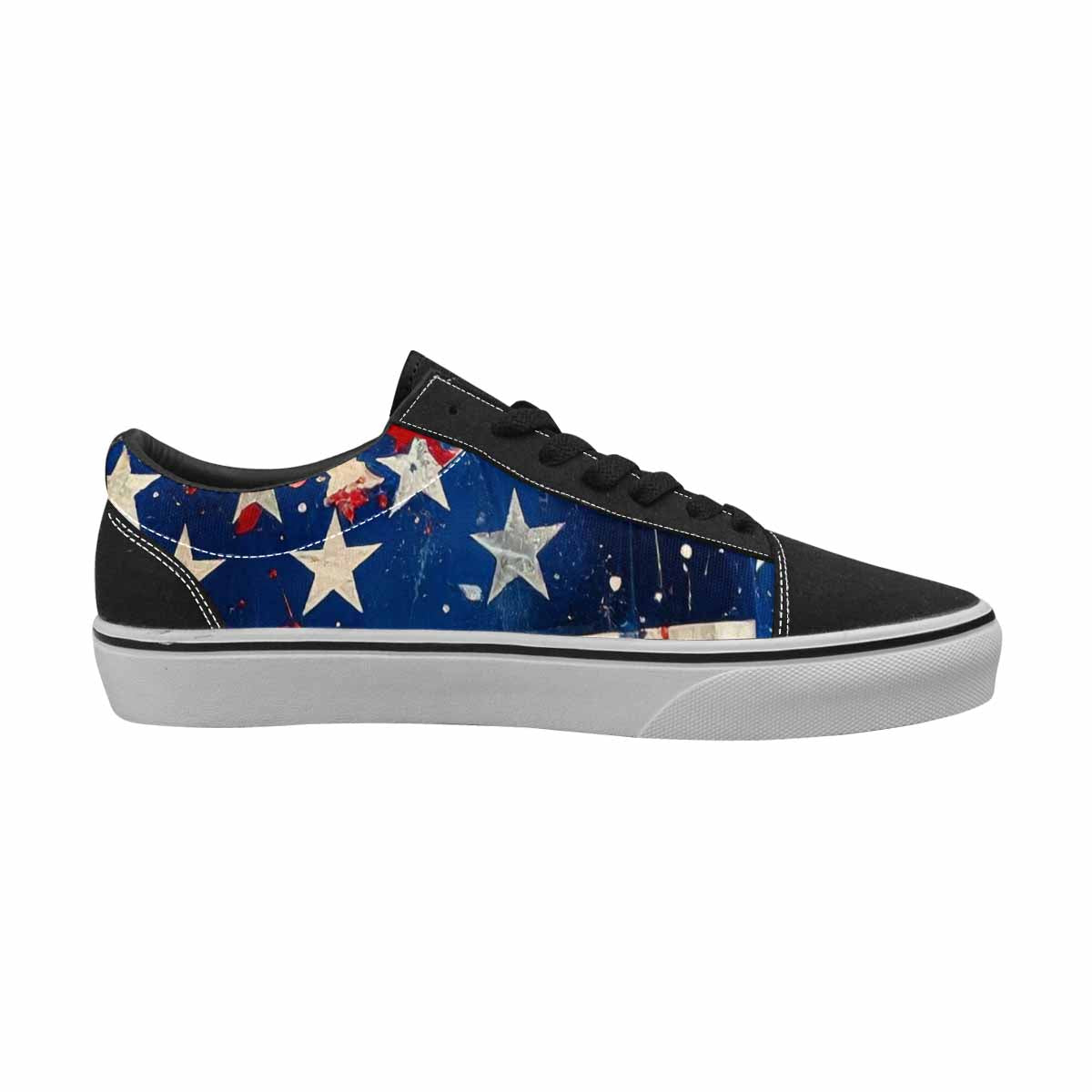 WOMEN'S Patriotic Stars Stripes Lace-Up Canvas Vibrant Chaos Custom Sneakers
