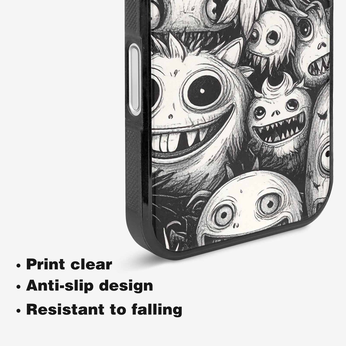 iPhone 16 Plus Case — Black And White Monster Face Collage, Custom Designed Case Cover