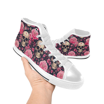 MEN'S Skull Cherry Blossom High Top Canvas Aesthetic Sneakers