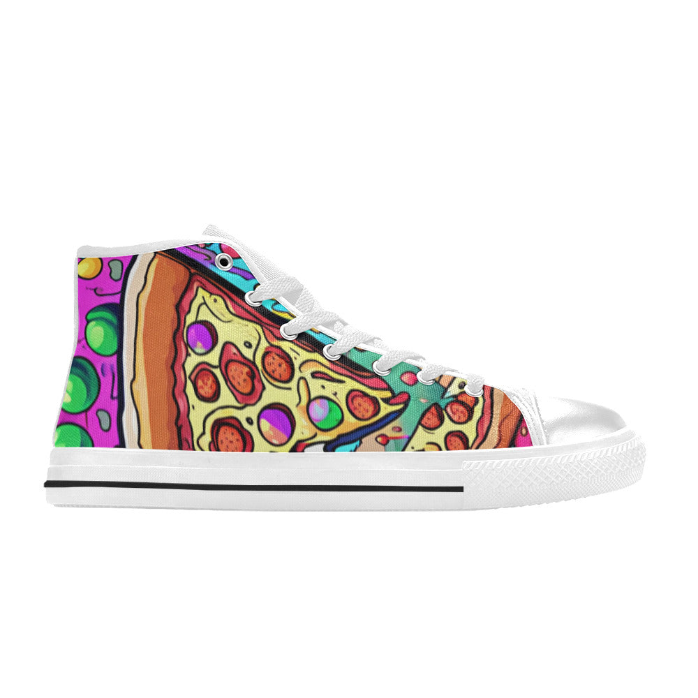 WOMEN'S Pizza Fantasy Artwork Design High Top Canvas Aesthetic Custom Sneakers