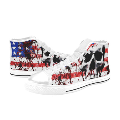 MEN'S Patriotic Splatter Art Men’S High Top Canvas Wallpaper Art Custom Shoes