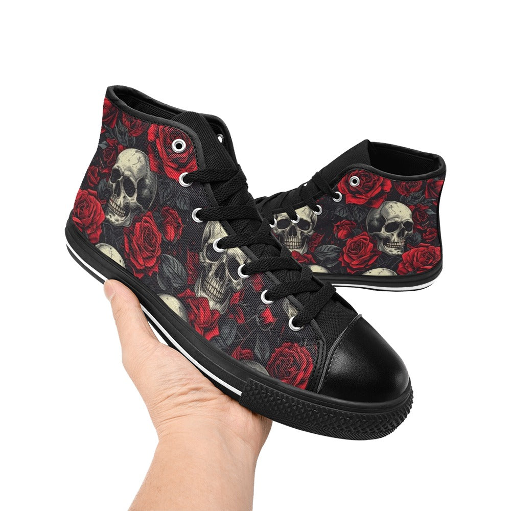 MEN'S Skull And Roses High Top Canvas Y2K Custom Shoes