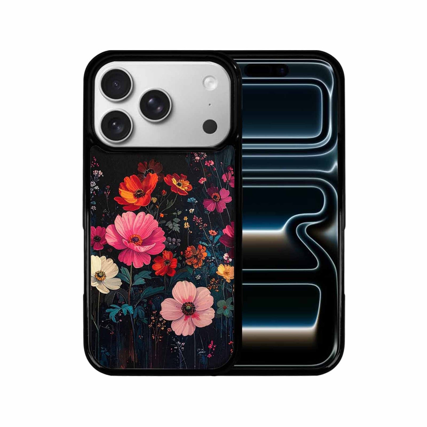 iPhone 17 Pro Case — Shadowy Glitch Floral Pattern Hundreds Floral, Unique Phone Case Design