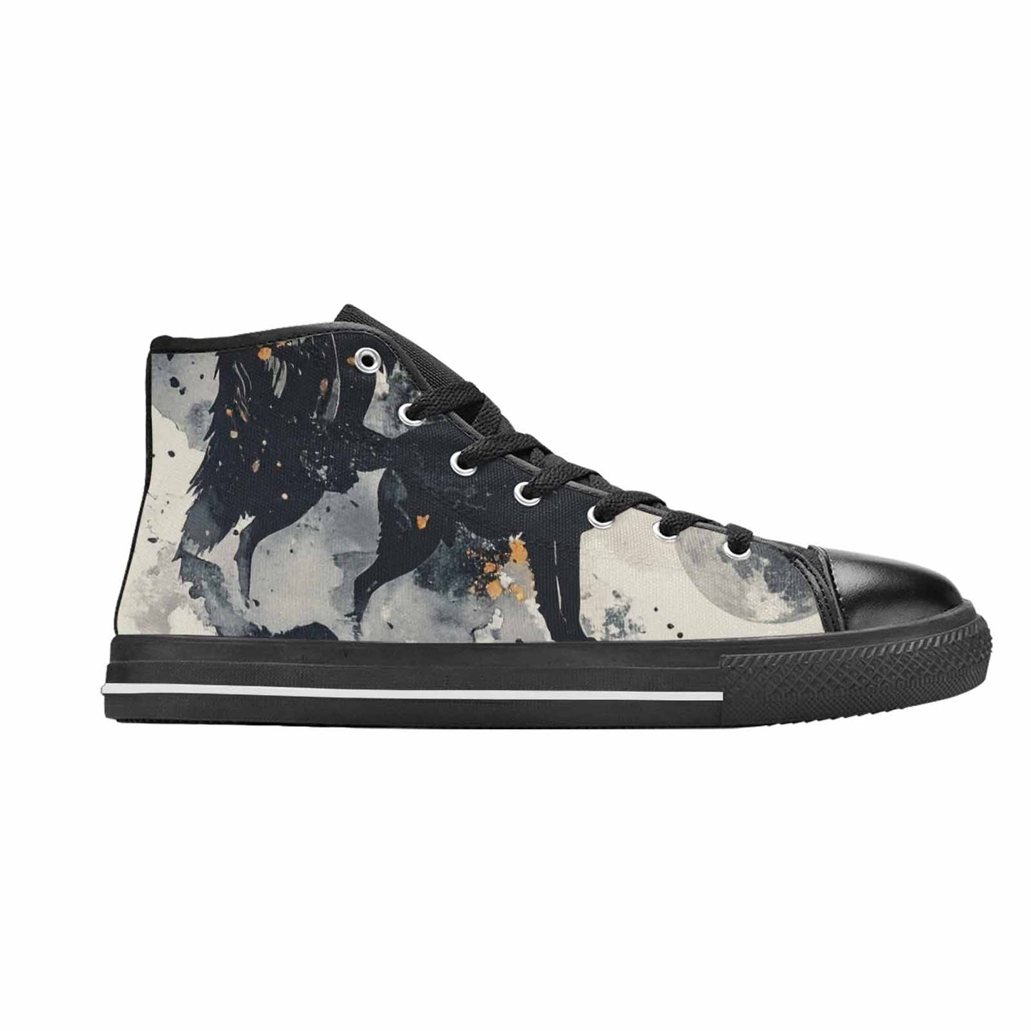 WOMEN'S Wolf Silhouette Moon High Top Canvas Cottagecore Shoes