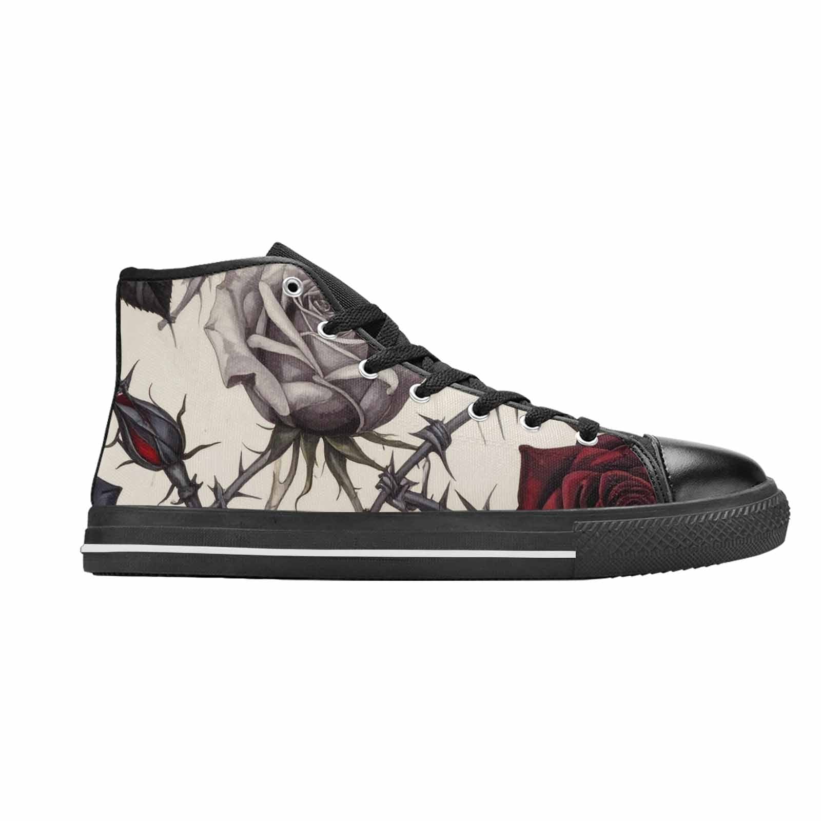 MEN'S Black Gothic Rose High Top Canvas Vibrant Chaos Shoes