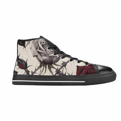 MEN'S Black Gothic Rose High Top Canvas Vibrant Chaos Shoes