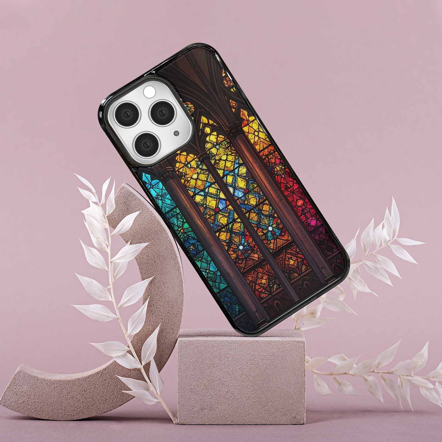iPhone 15 Pro Max Case — Stained Glass Window Pattern Seamless Repeat, Custom Made Phone Cover