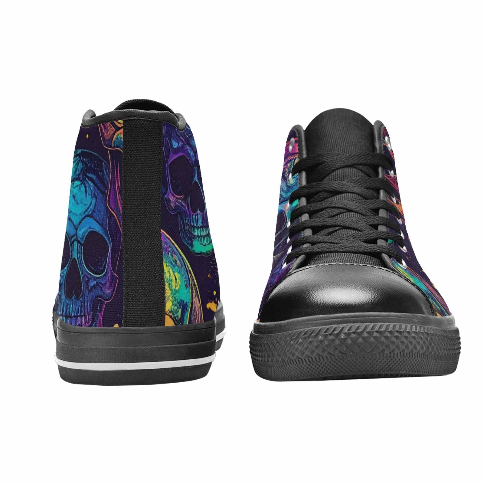 WOMEN'S Galaxy Skulls High Top Canvas Wallpaper Art Sneakers