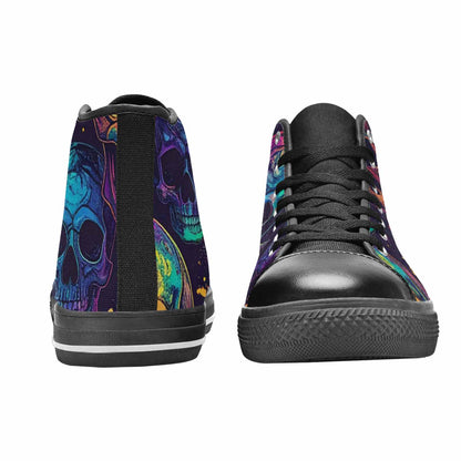 WOMEN'S Galaxy Skulls High Top Canvas Wallpaper Art Sneakers