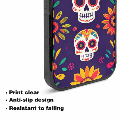 iPhone 15 Plus Case — Sunflowers Hundreds Of Skulls Art Seamless, Custom Printed Phone Case