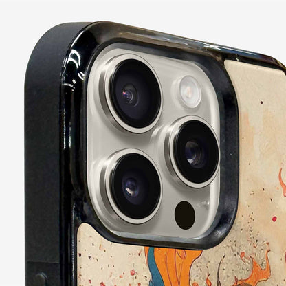 iPhone 15 Pro Max Case — Flame Burst Black Red Ink Flame, Custom Designed Case Cover