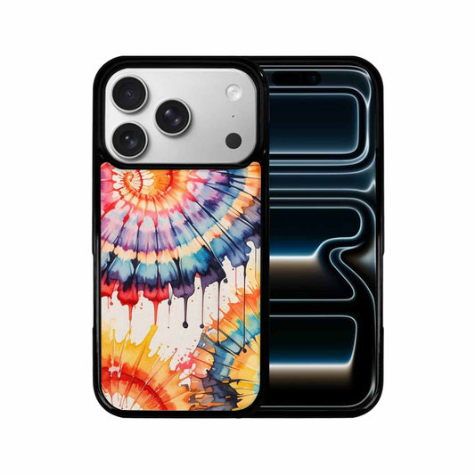 iPhone 17 Pro Case — Tie Dye Swirls Black Red Tie, Customized Protective Case