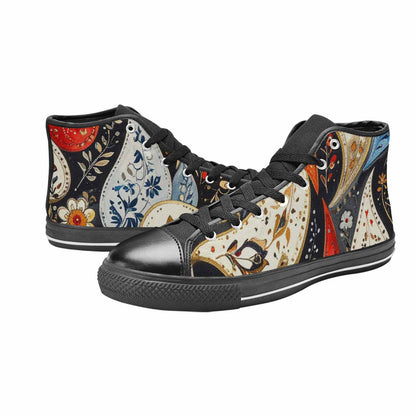 WOMEN'S Paisley Bandana High Top Canvas Vibrant Chaos Sneakers