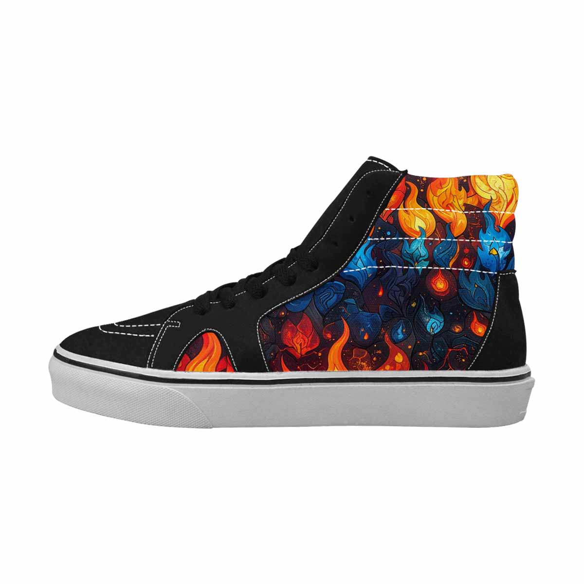 WOMEN'S Fire Flame High Top Canvas Surreal Custom Sneakers