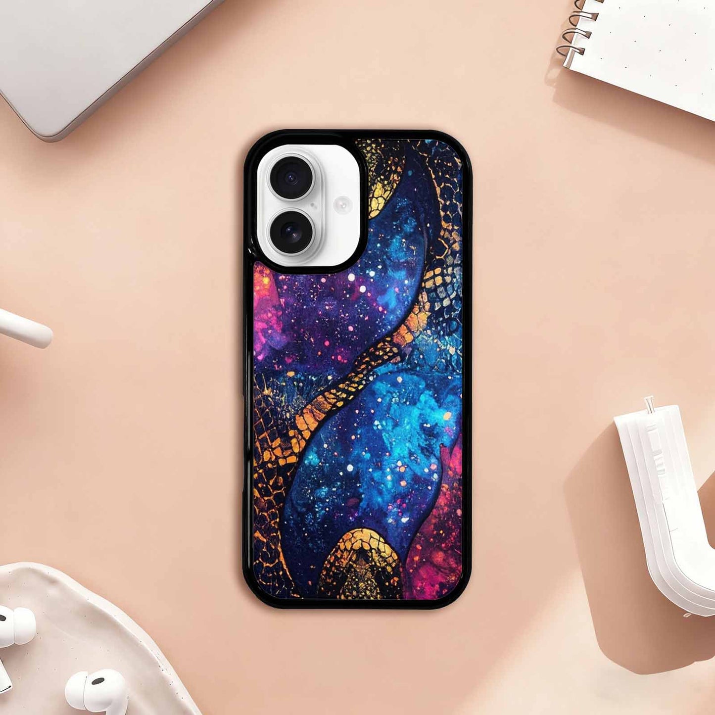 iPhone 17 Case — Galaxy Snake Print Galaxy Space, Custom Art Phone Cover