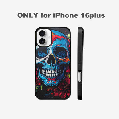 iPhone 16 Plus Case — Graffiti Skull Art Seamless Pattern Vibrant, Custom Phone Case