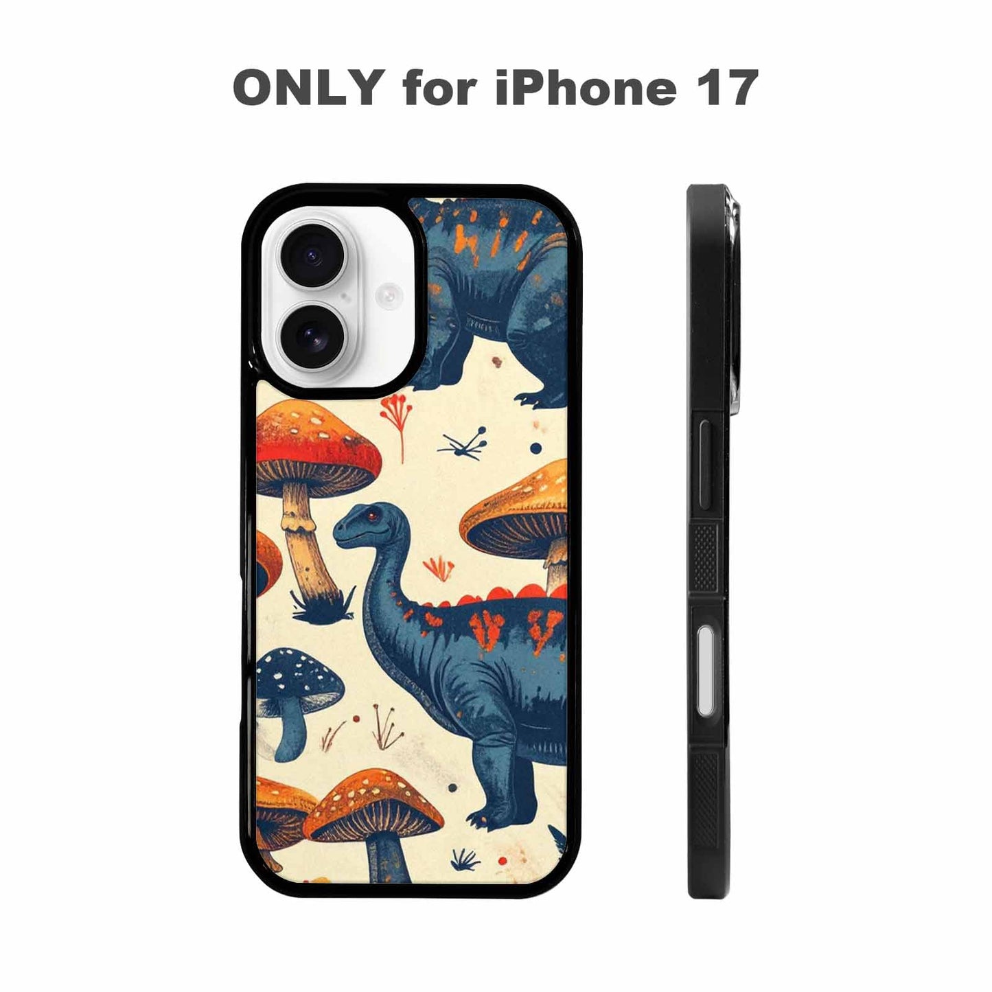 iPhone 17 Case — Vintage Dinosaurs Mushroom Retro Vintage, Custom Print Case Cover