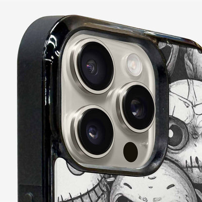 iPhone 16 Pro Max Case — Black And White Monster Face Collage, Unique Phone Case Design