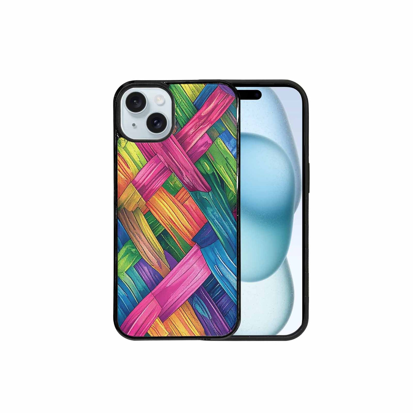 iPhone 15 Plus Case — Polysexual Flag Color Theme Small Rainbow, Custom Printed Phone Case