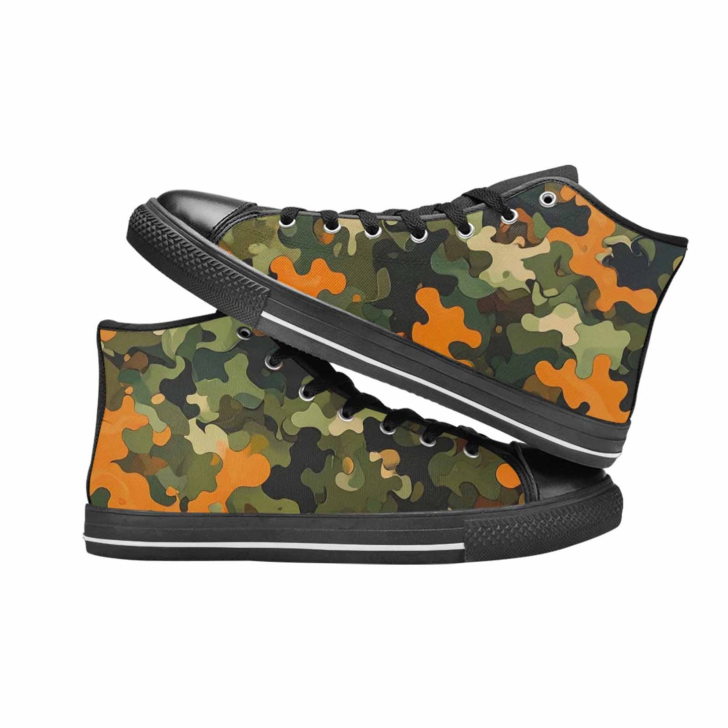 WOMEN'S Military Camouflage Blotch High Top Canvas Vibrant Chaos Custom Sneakers