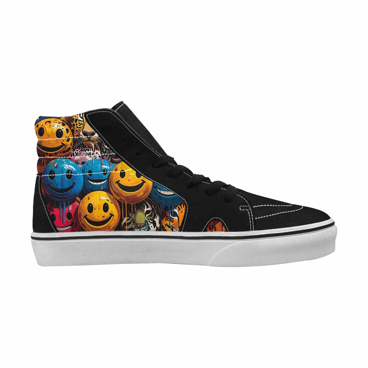 MEN'S Smiley Faces High Top Canvas Wallpaper Art Sneakers