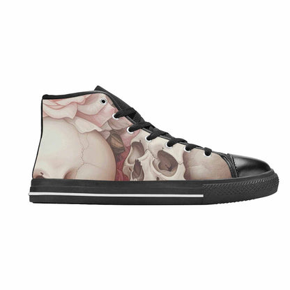 WOMEN'S Skulls Roses Soft Airbrush High Top Canvas Aesthetic Sneakers